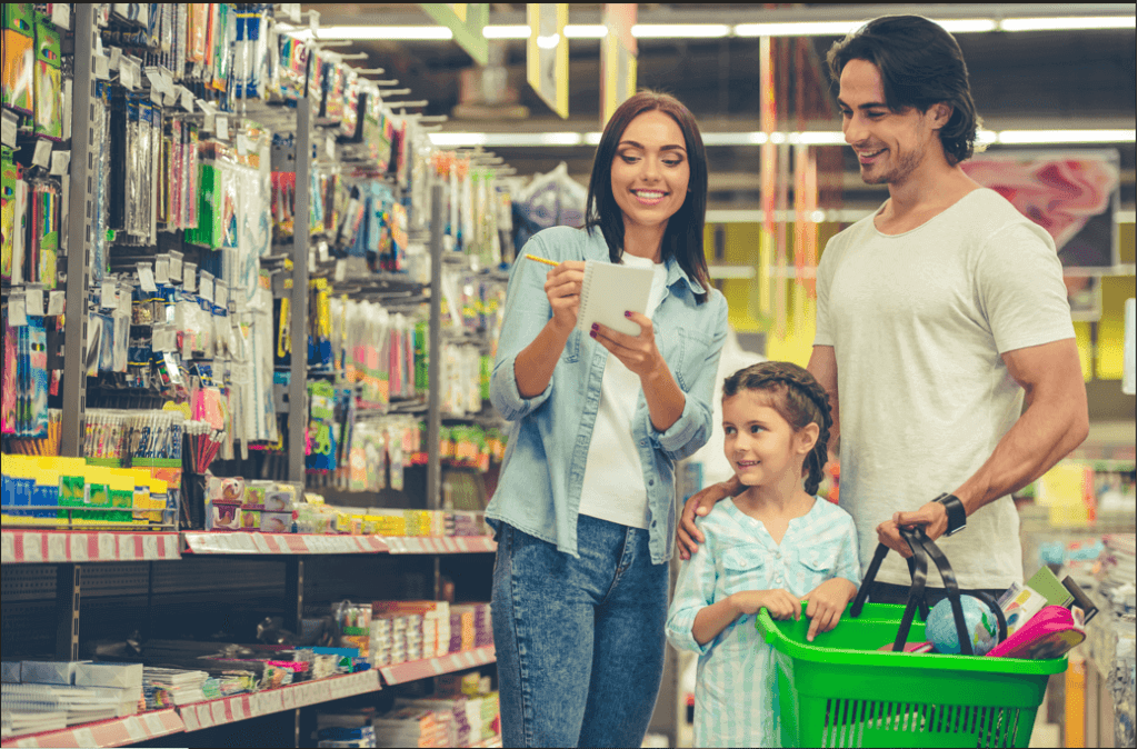 comprando útiles escolares